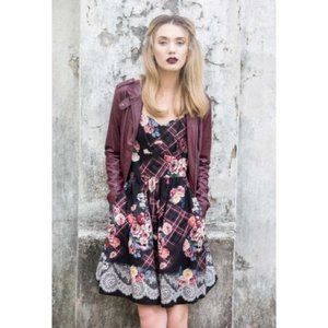 MODCLOTH Floral Plaid Fit and Flare Dress